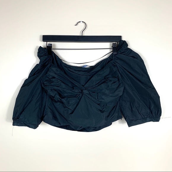 NEW Zara Draped V Neck Crop Top in Black - Picture 3 of 5